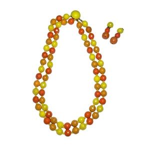 Vintage Austria Beaded Double Strand Necklace And Earrings